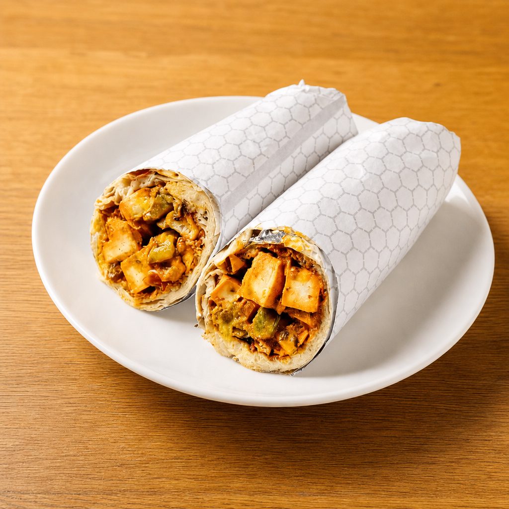 Paneer Tikka Naan Wrap.